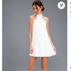 Lulus white lace halter dress